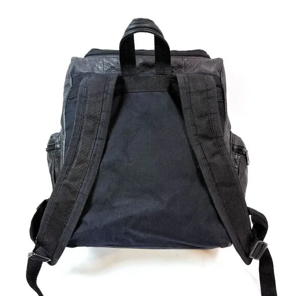 Wilsons Leather Rucksack Black Pebbled Leather Multi Pocket Travel Academia - Picture 3 of 13